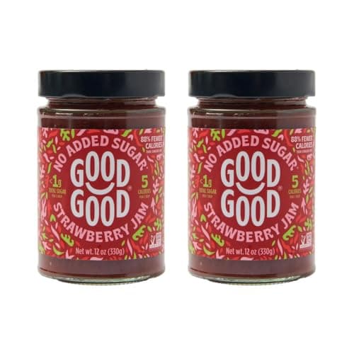 Good Good Strawberry Jam - No Added Sugar - Low Calorie - Gluten Free and Vegan - Diabetic and Keto Friendly - 12oz / 330g (Pack of 2)