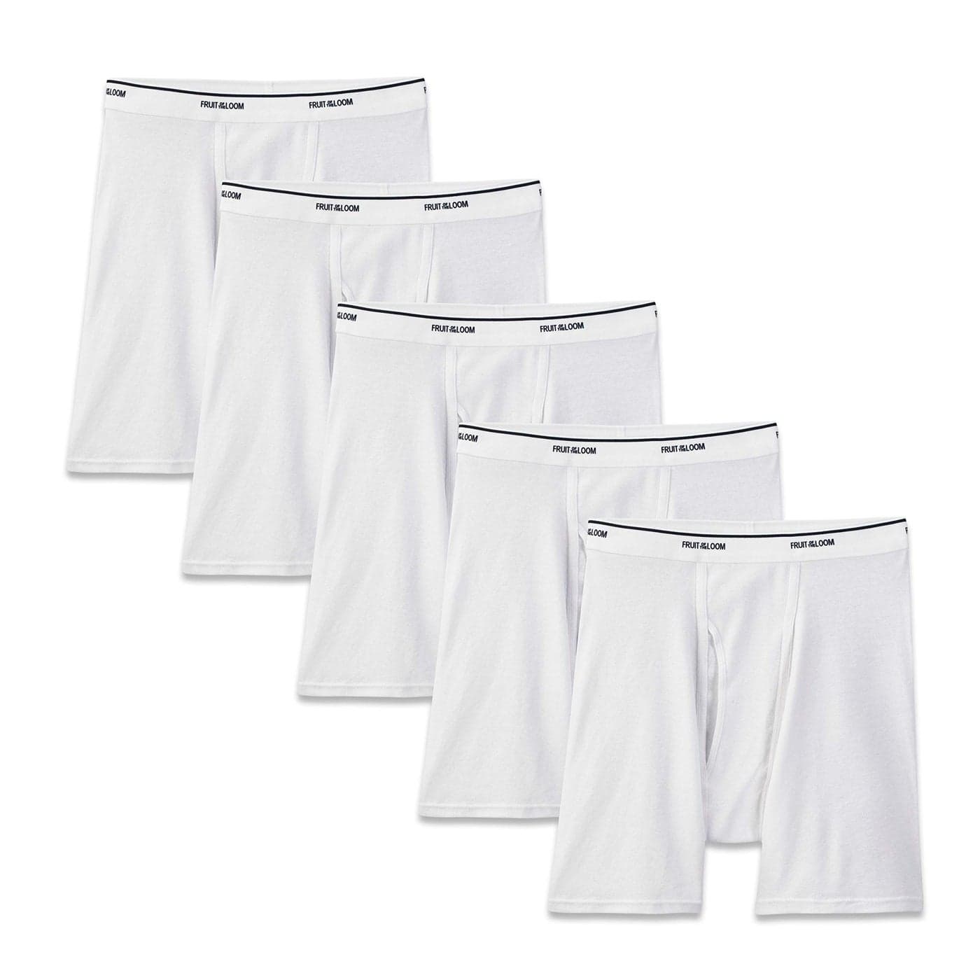 Fruit of the Loom Men's No Ride Up Boxer Brief, White - Traditional Fly, X-Large