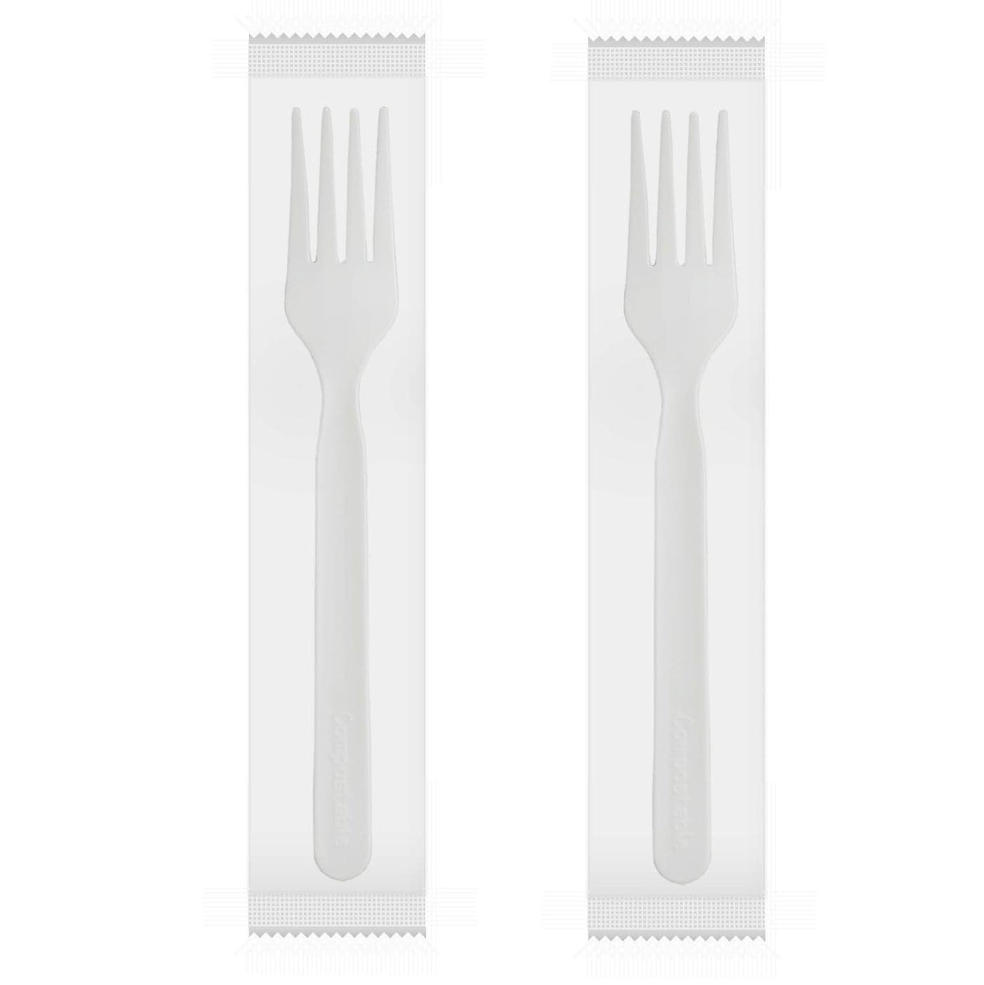 GreenWorks 750 Count 6 Compostable Forks With Compostable Wrapper BIP Certified Individually Wrapped Disposable Fork