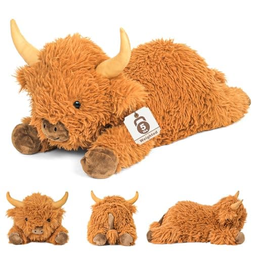 JellyMallow Highland Cow Weighted Stuffed Animals 5 lbs 22 in Highland Cow Weighted Stuffed Animal Plushies Adorable Stuffed Animal Pillows Gifts for Kids and Adults