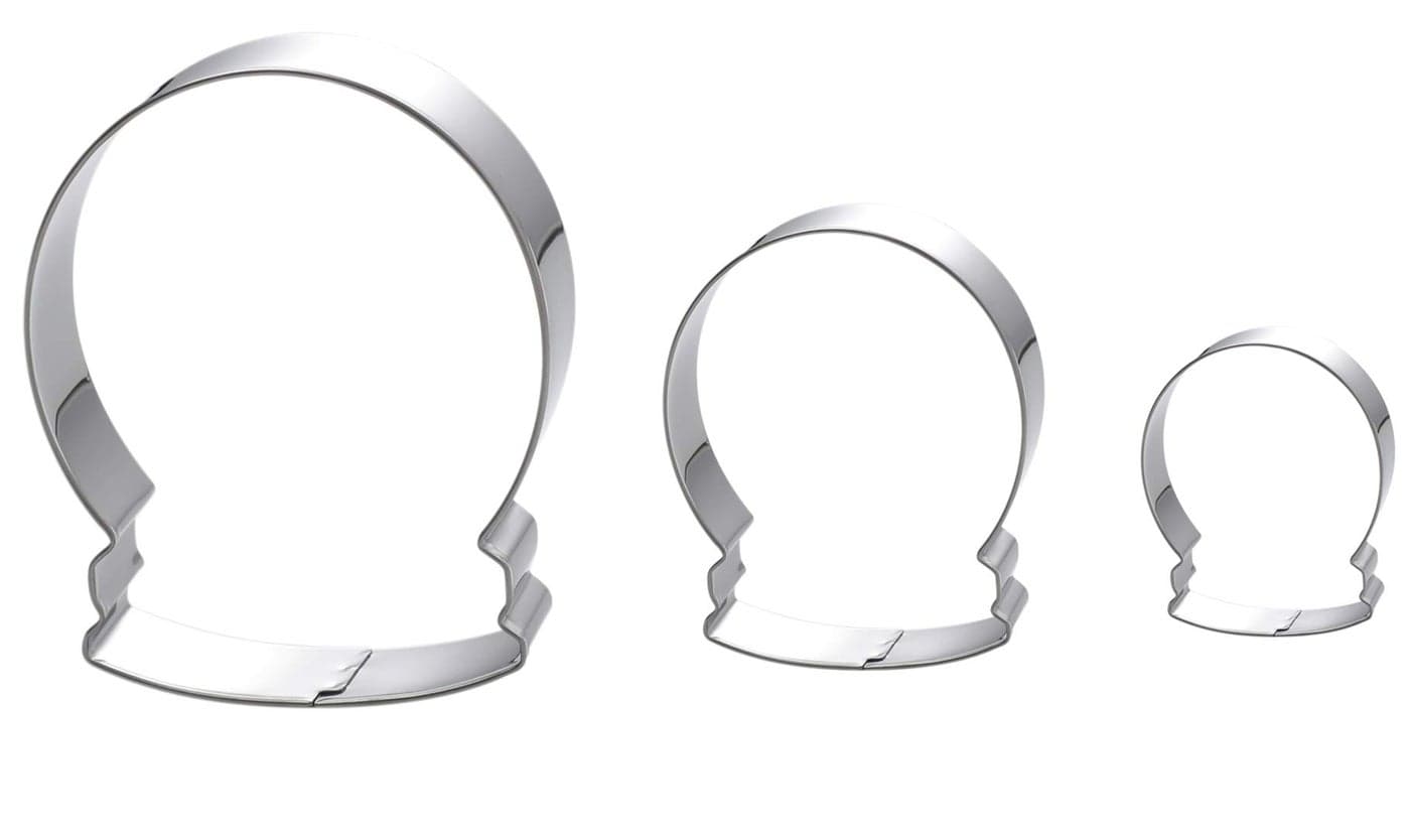 Christmas Winter Snow Globe Cookie Cutter Set 3 Pieces In Graduated Size Stainless Steel