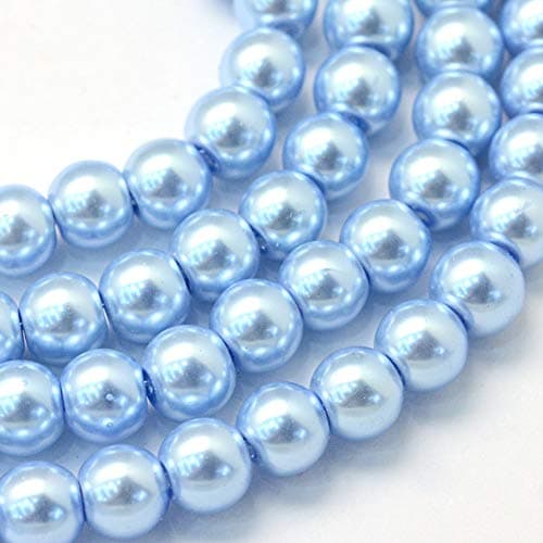 KISSITTY 105pcsstrand 516 inch Sky Blue Satin Luster Glass Round Pearl Spacer Bead 8mm Loose Beads for DIY Jewelry Craft Making 314
