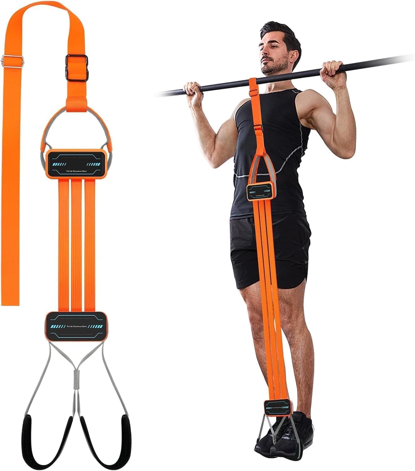 Kaunopilis Pull Up Assistance Bands, Heavy-Duty Adjustable Resistance with Fabric Feet/Knee Rest for Pull Ups System Home Gym Strength Training, Up to 360 lbs Assistance