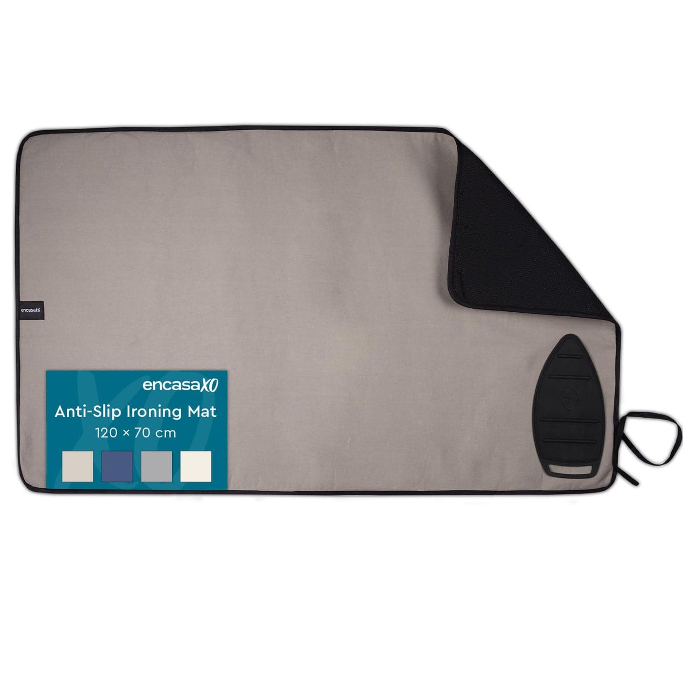 Encasa XO Ironing MatPad Metallic Silver Large 48x28 with 5mm Foam Padding Silicone Iron Rest for Steam Pressing on Tabletop or Bed Heat Reflective Portable Quilting