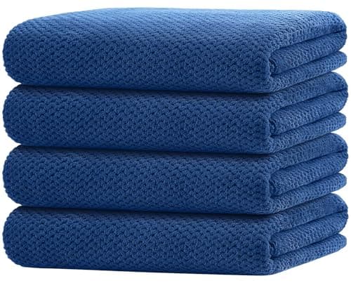 HOMEXCEL Bath Towel Set Pack of 4, 30 x 60 Inches Large Microfiber Bath Towels, Soft, Absorbent, and Quick Dry Towels for Bathroom, Pool, Beach, Swim, and Yoga, Large Bathroom Towels, Blue