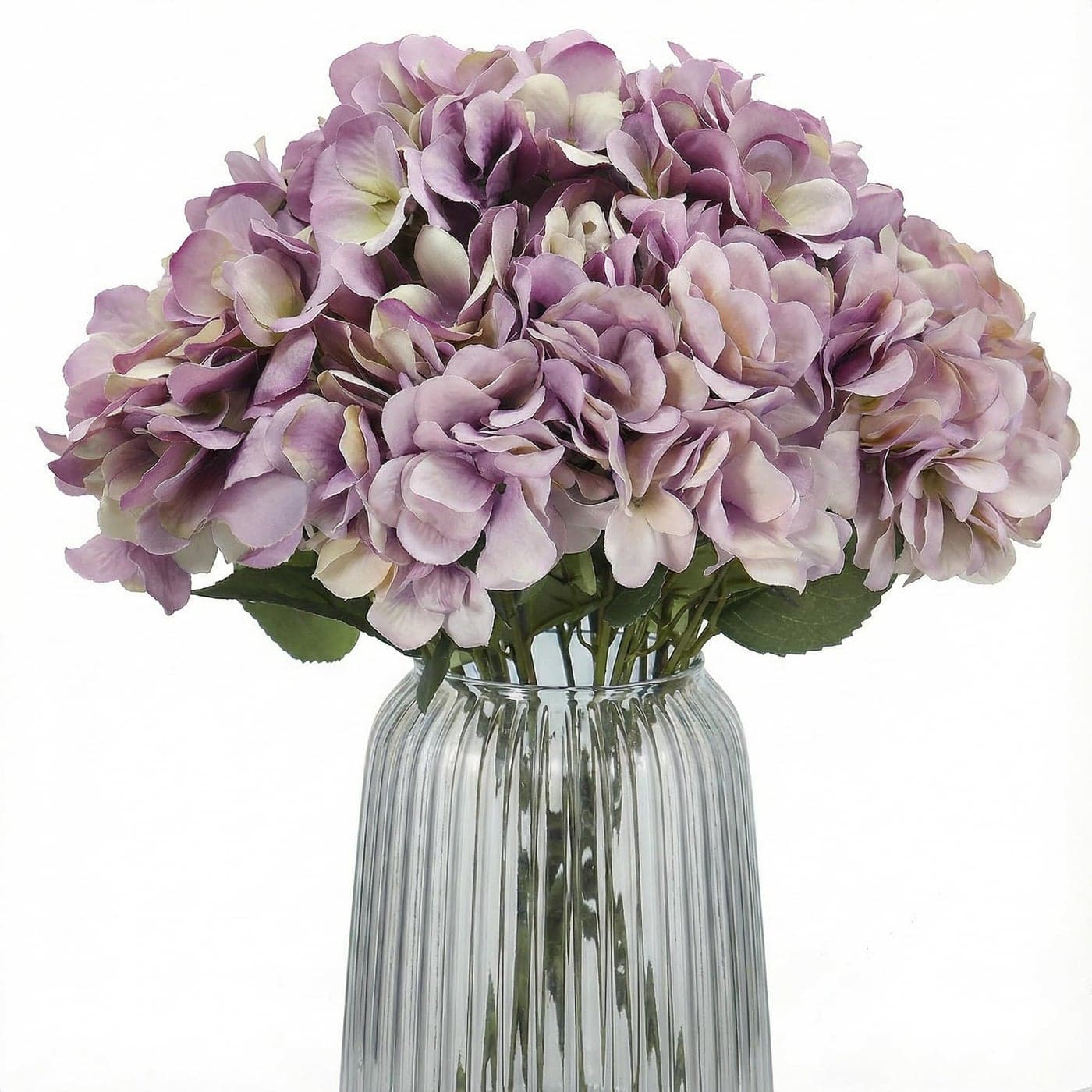Blooming Paradise 2Bouquets Artificial Fake Flowers Silk Hydrangea Arrangements Wedding Bouquets Decorations Plastic Floral Home Kitchen Garden Party Festival Bar DIYGrey Purple5 Flower Heads
