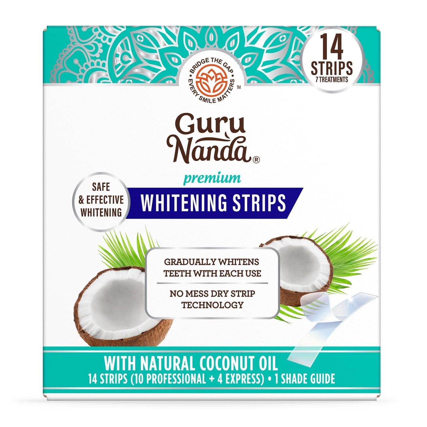 GuruNanda Teeth Whitening Strips 7Day Treatment with NonSlip Dry Strip Technology Whitening Designed with Care for a Brighter Smile