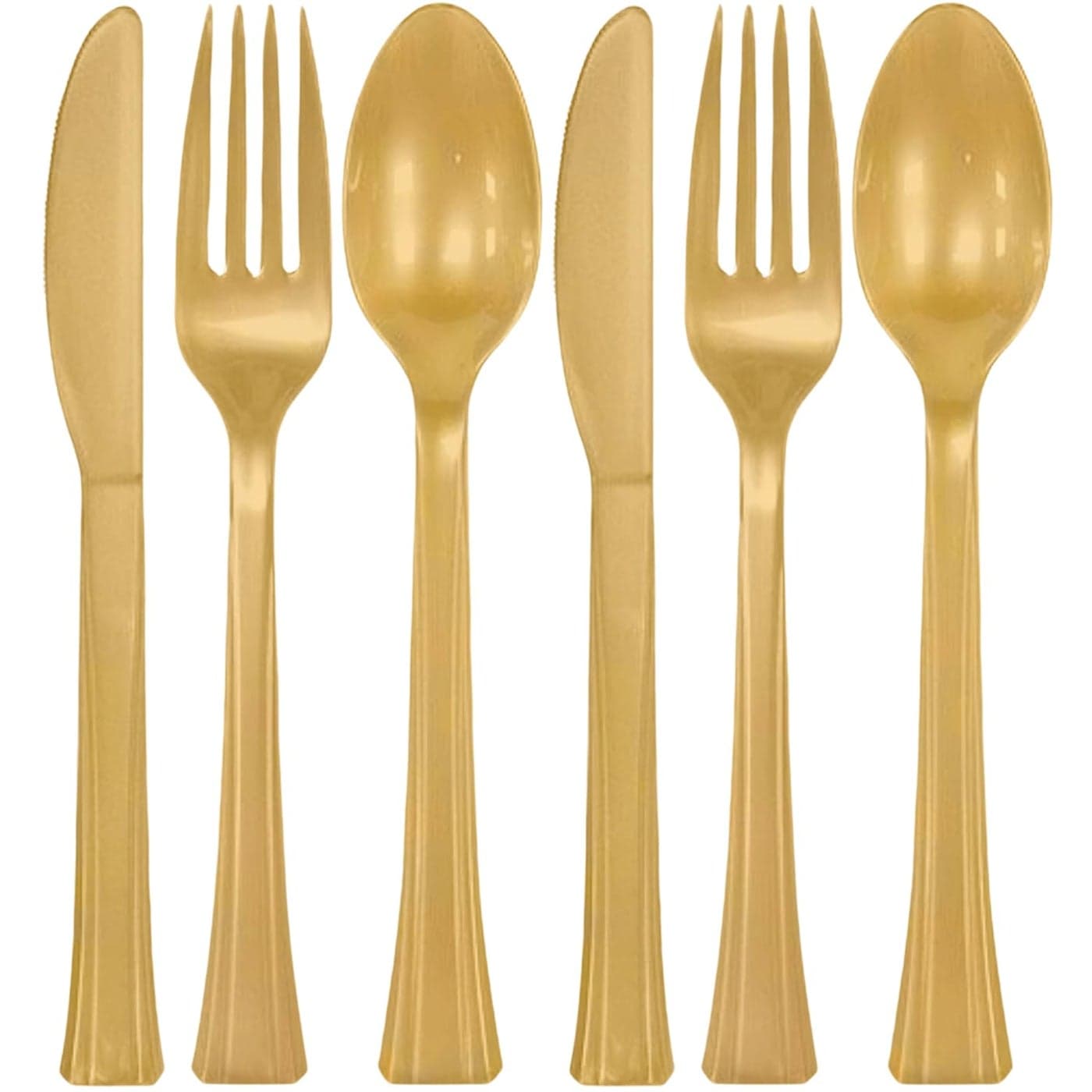 Assorted Gold Plastic Cutlery (Pack of 24) - Elegant, Durable & Disposable Party Supplies for Every Occasion
