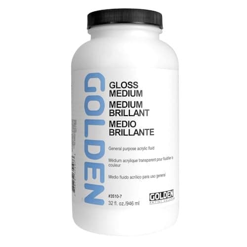 Gloss Medium by GOLDEN, 32 fl. oz. Jar, Professional Acrylic Medium, Transparent