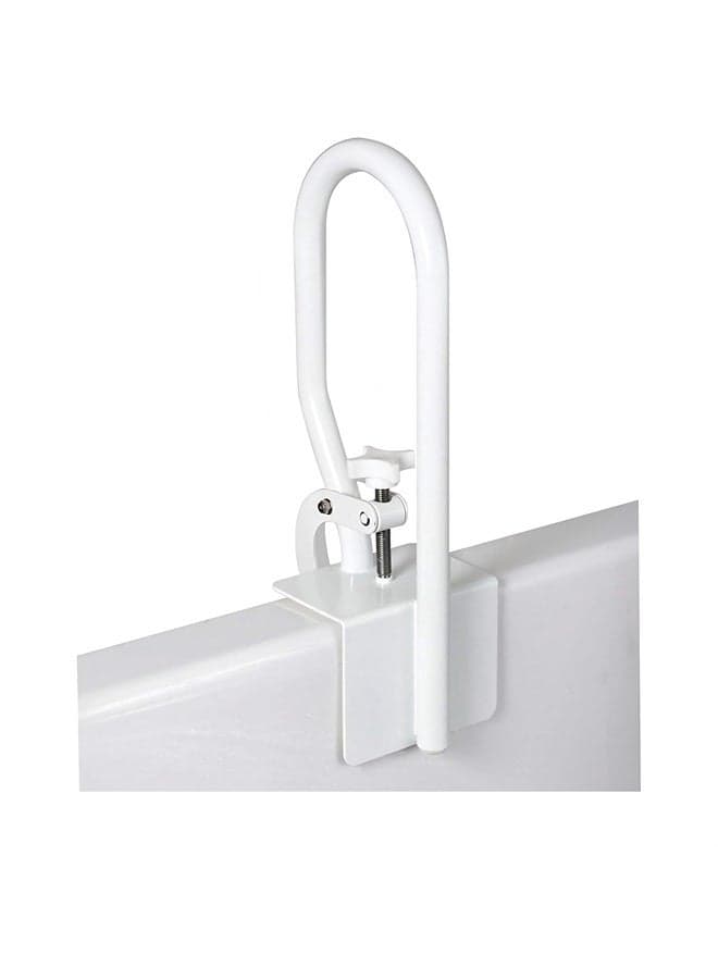White Bathtub Rail - Grab Bars for Bathroom, Bathtubs & Showers - Side Hand Grip Railing & Support - Shower Handle & Bath Tub Bar Clamps for Seniors & Elderly