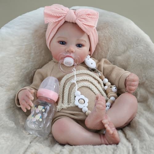 WOOROY Realistic Reborn Baby Dolls 18 Inch Lifelike Newborn Baby Girl Real Life Baby Dolls with Soft Weighted Body Real Baby Reborn Gift Set for Kids Age 3