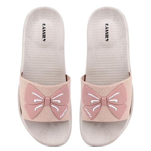 CASSIEY Women's Slip-On Slide Sandals Pink- 6 UK