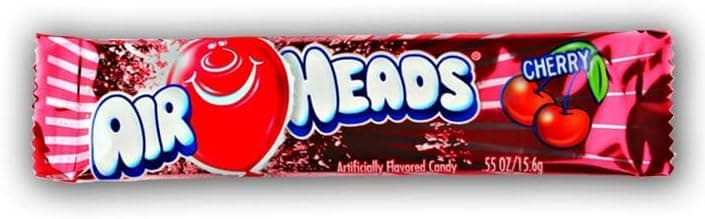 Airheads Cherry Candy Bar, 6 oz, Pack of 6 - Super Stretchy Taffy Treats