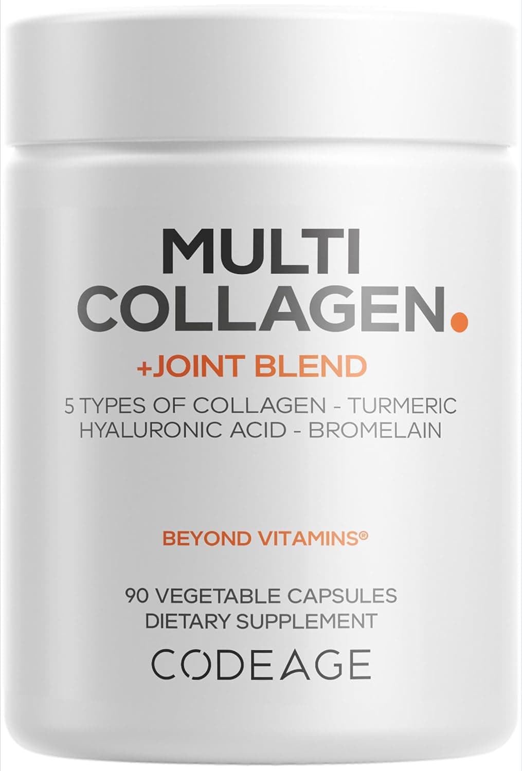 Codeage Multi Collagen Protein Joint Blend Supplement Hyaluronic Acid Bromelain Turmeric Ginger Boswellia Astaxanthin Hydrolyzed Bovine Collagen 5 Collagen Types NonGMO 90 Capsules
