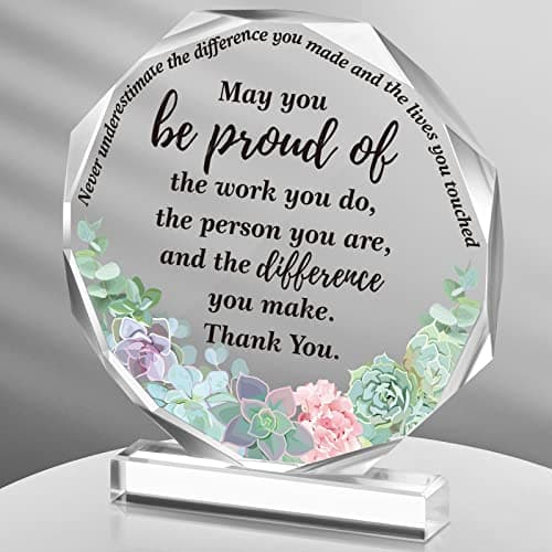 Yinder Thank You Gifts for Women Graduation Desk Decor Gifts for Teacher Coworker Doctor Nurse Leaving Job Inspirational Quotes Farewell Gift for Boss Staff Home Office Desk DecorClassic Nonagon