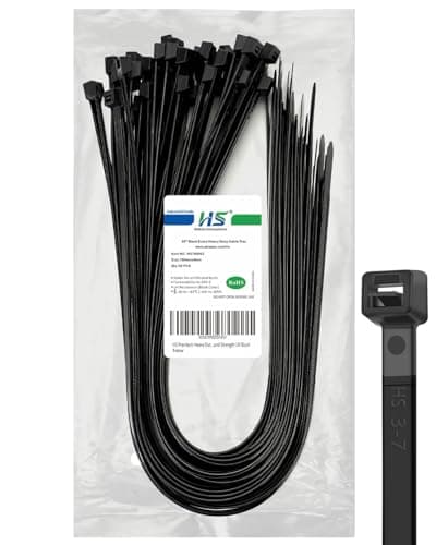 HS Long Heavy Duty Cable Tie Straps Plastic (50 Pack) Outdoor Strong Large Zip Ties 30 Inch,Industrial Zipties 200 Pound Strength UV Black