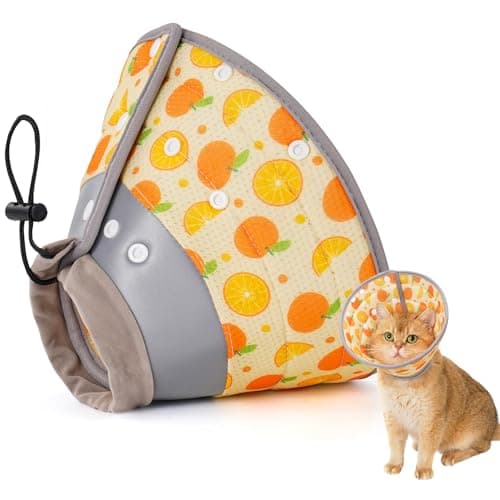 Avont Cat Cone Collar Soft to Stop Licking, Adjustable Foldable Lightweight Kitten Recovery Collar After Surgery for Small Dogs, Elizabeth Cone of Shame Alternative -Orange(S)
