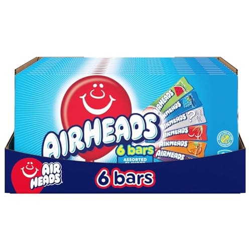 Airheads Candy Assorted Fruit Flavors Movie Theater Box Individually Wrapped Full Size Bars NonMelting 6 Bars per Box 12 Theater Boxes