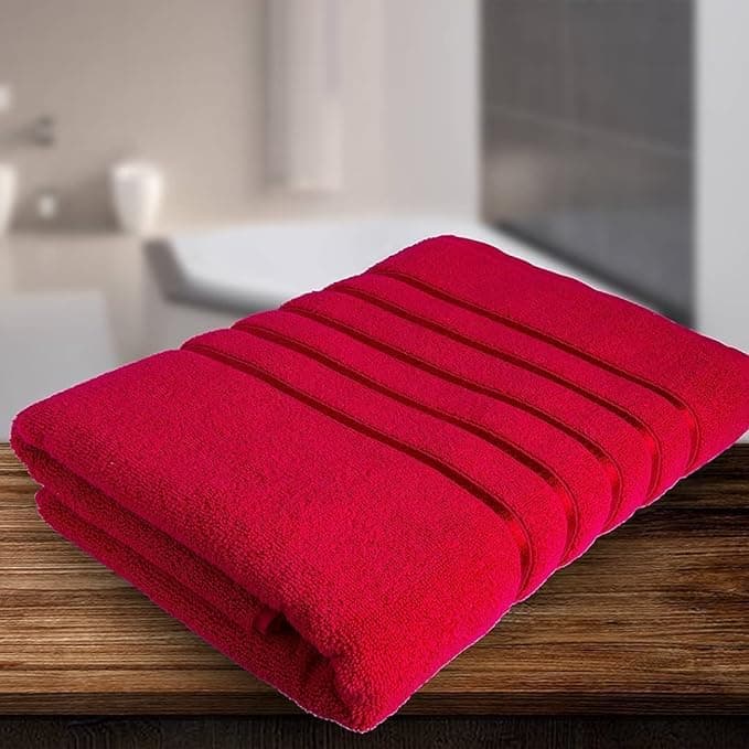 DRYHUG 100 Cotton Towels for Bath Towels for Bath Large Size Bath Towel Soft Absorbent 450 GSM 1 Piece Bath Towel for MenWomen Urban Comfort 70 cms x 140 cms RED