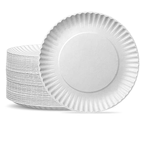 GUSTO 9 Inch 500 Count Uncoated White Paper Plates Dessert Plates Disposable Decorative Craft Paper Formerly Comfy Package