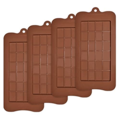 homEdge BreakApart Chocolate Molds Set of 4 Packs Food Grade NonStick Silicone Protein and Energy Bar Molds