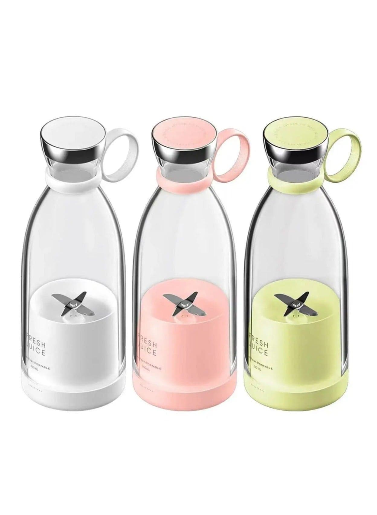 3pcs USB Electric Safety Juicer Cup, Fruit Juice mixer, Mini Portable Rechargeable/Juicing Mixing Crush Ice Blender Mixer,350ml Water Bottle