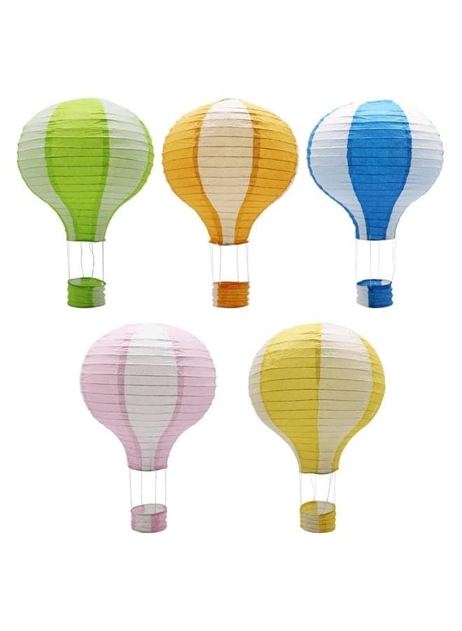 Hanging Hot Air Balloon Paper Lanterns Set, 5Pcs Party Decoration Birthday Wedding Party Decor Gift, 12 Arrange Hallway Charms Hand Folded Twill Paper Lanterns, Yard Party Atmosphere Lanterns