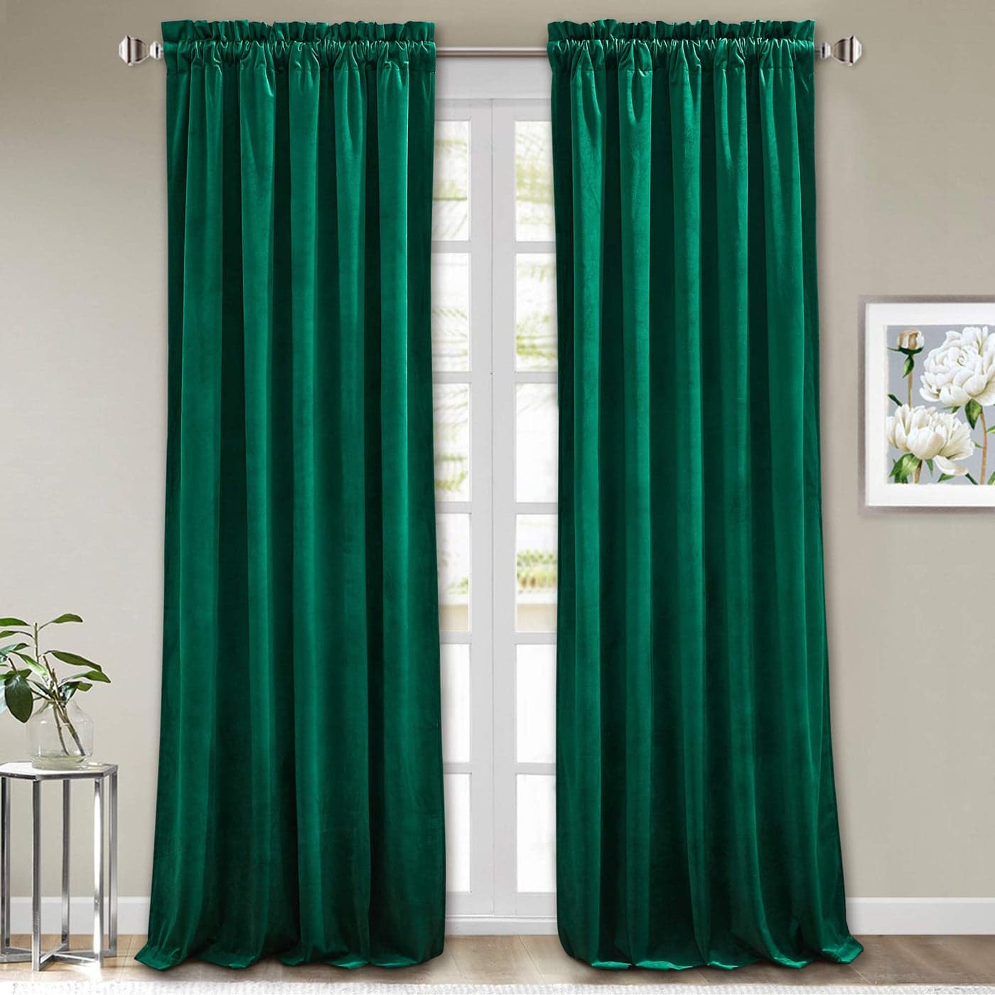 StangH Velvet Curtains Emerald Green 108 inches Luxury Home Decor Blackout Insulated Velvet Curtain Panels Extra Long Wall Backdrops for Living Room Sliding Glass Door W52 x L108inch 2 Pieces