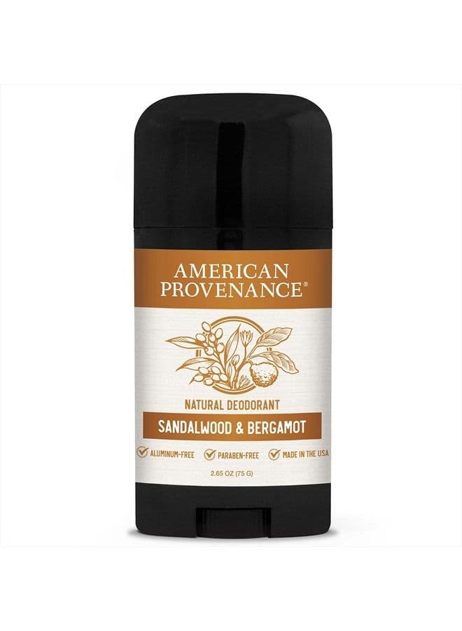 All Natural Deodorant for Men - Aluminum Free Deodorant for Men that Lasts All Day - Made in the USA with Essential Oils & Cruelty Free - Sandalwood & Bergamot (1 Pack)