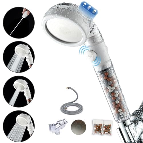 Filtered Shower Head with Handheld - High Pressure Mineral ShowerHead with Filters for Hard Water - Reduces Dry Itchy Skin, Easy Instal, 4 Modes, Water Saving, Durable, Detachable anti blocking