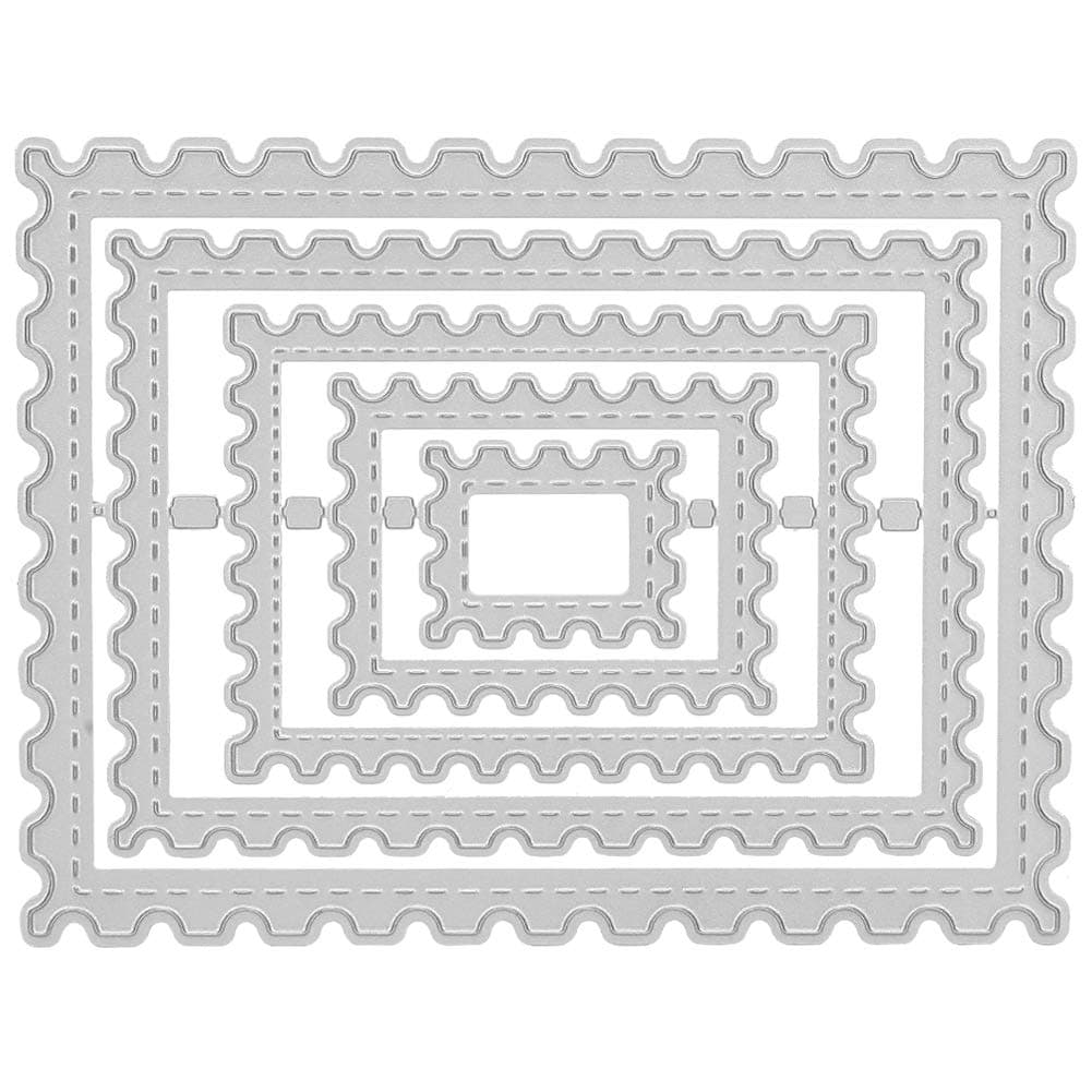 Metal Embossing Stencils Wave Edge Frame Die Cuts Postage Stamp Frame Cutting Dies Craft Cutting Die Stamp Frame Shape DIY Scrapbooking Album Deco