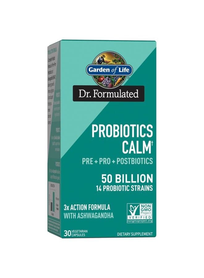 Dr Formulated Calm Daily 3-in-1 Complete Probiotics, Prebiotics & Postbiotics with Ashwagandha - PRE + PRO + POSTBIOTIC Supplement for Immune, Digestive & Mood Support - 30 Day Supply