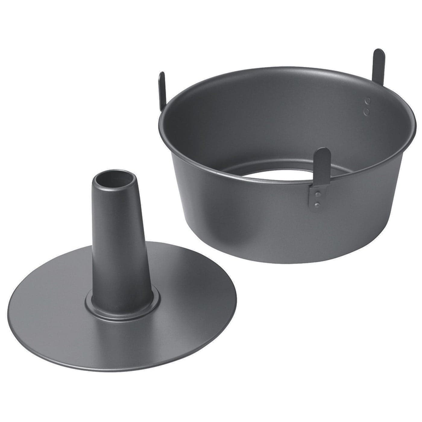 Chicago Metallic 2Piece Angel Food Cake Pan with Cooling Feet 95 Inch Premium Carbon Steel Tube Pan with NonStick Coating Perfect for Angel Food and Pound Cakes
