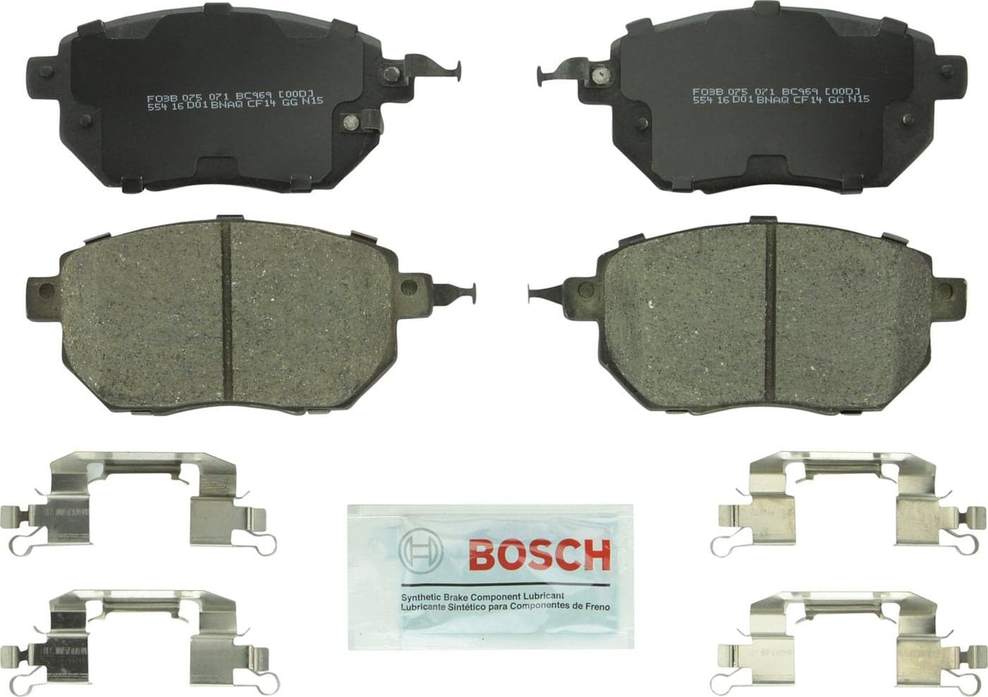 BOSCH BC969 QuietCast Premium Ceramic Disc Brake Pad Set - Compatible with Select Infiniti FX35, FX45; Nissan Altima, Maxima, Murano; FRONT