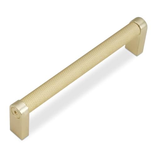 BUKOBYHE 10 Pack 5Inch Kitchen Cabinet Handles Brushed Gold Knurled Cabinet Pulls Gold Drawer Pulls Kitchen Hardware
