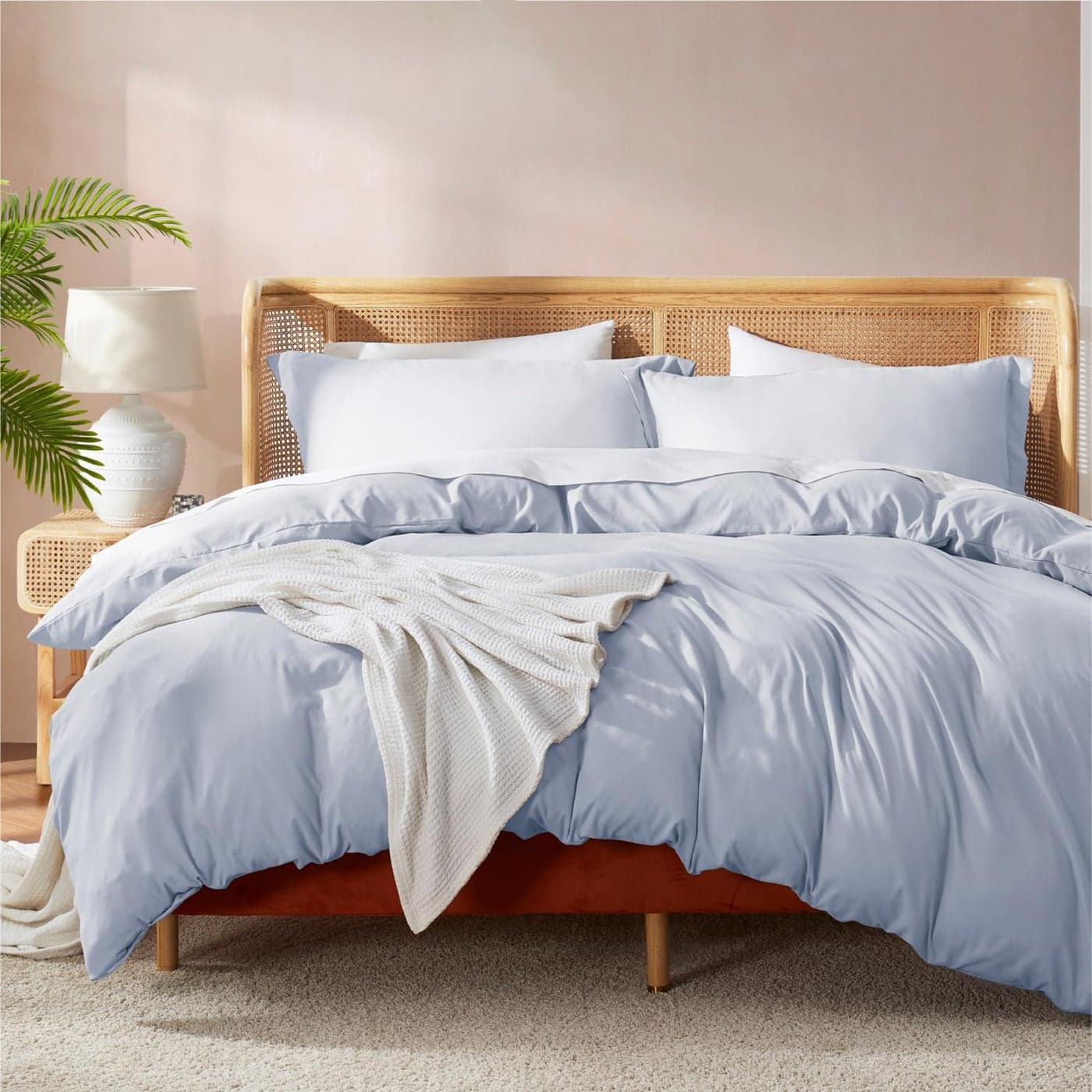Nestl Ice Blue Duvet Cover Queen Size - Soft Double Brushed Queen Duvet Cover Set, 3 Piece, with Button Closure, 1 Duvet Cover 90x90 inches and 2 Pillow Shams
