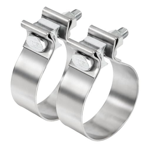 TIROL 2 Exhaust Clamp 2 inch Exhaust Clamp Stainless Steel Narrow Band Muffler Clamp for 2 OD Exhaust Pipe Muffler Pipe 2Pcs