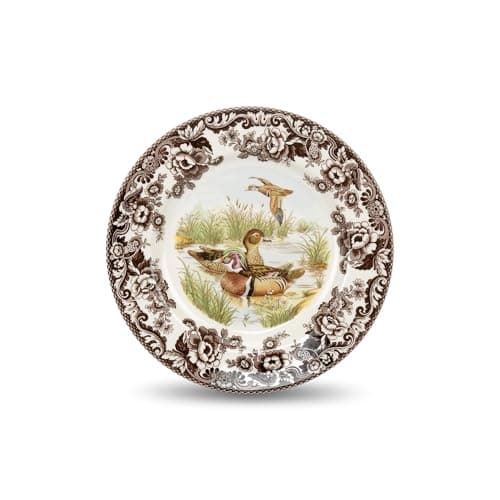 Spode Woodland Duck Dinner Plate Game Bird Design 105 Inch Fine Earthenware with British Flowers Border Dishwasher Microwave Warm Oven Safe to 225F Made in England Wildlife Tableware