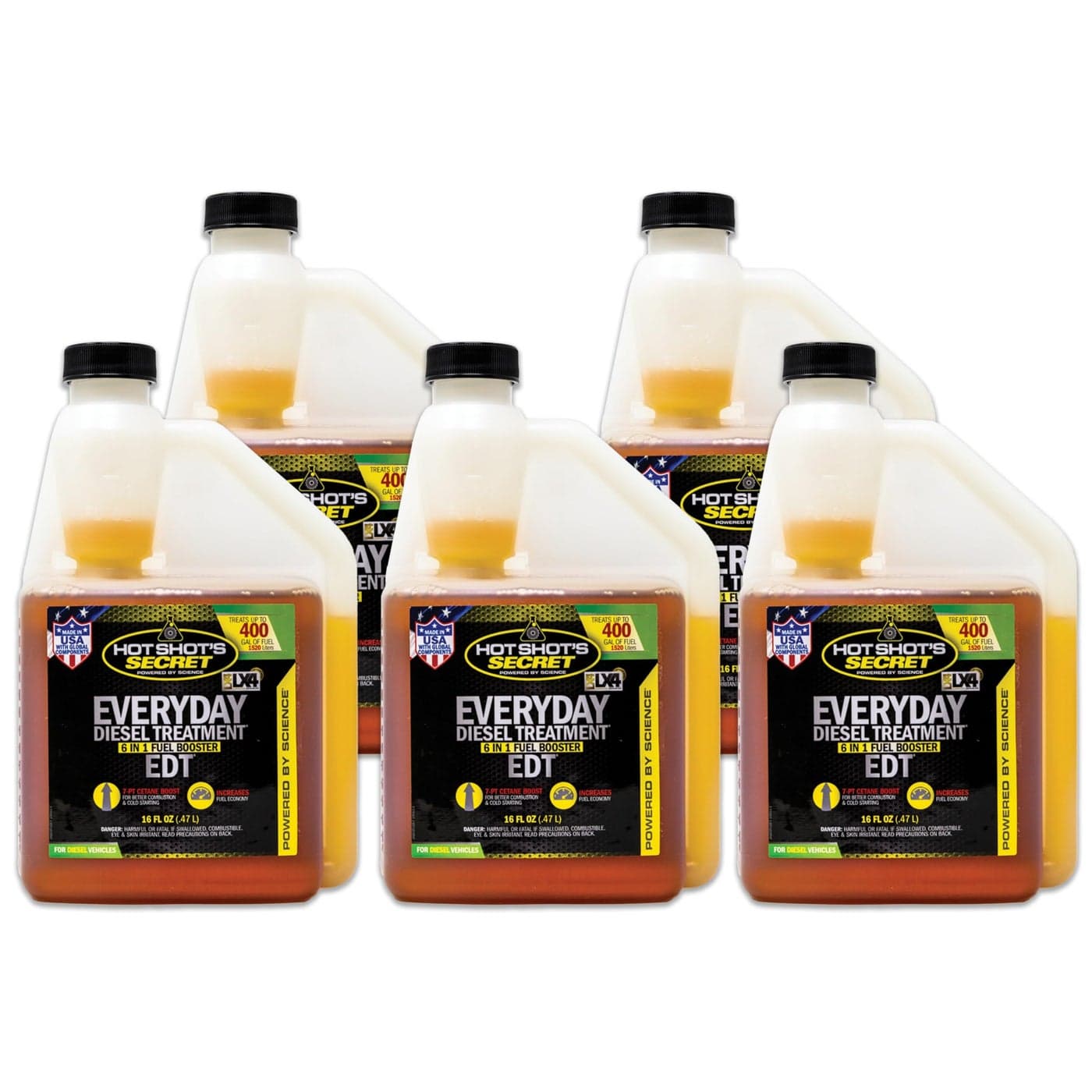 Hot Shots Secret Everyday Diesel Treatment 16 oz 5 Pack Squeeze Bottle 6in1 Diesel Additive Injector Cleaner Fuel System Cleaner Fuel Additive Boosts Cetane Packaging May Vary