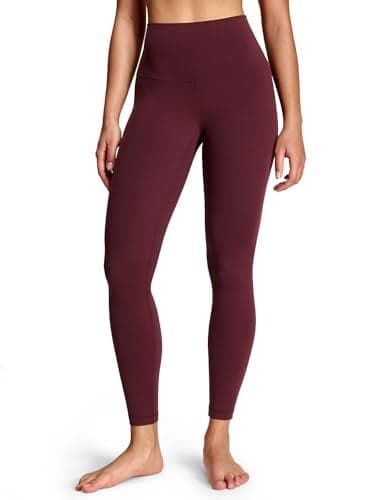 HeyNuts Workout Pro Athletic High Waisted Yoga Leggings for Women, Soft Workout Pants 7/8 Leggings with Inner Pockets Cassis_25'' L(12)
