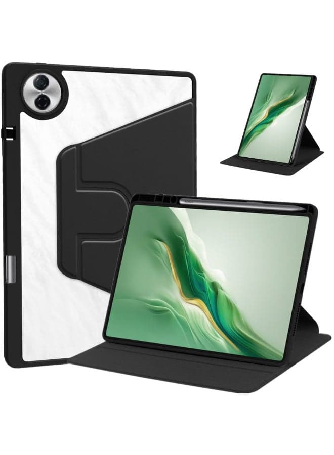 Huawei Honor Pad 10 12.1 Swivel Case with Pen Barrel, 360 Degree Swivel Protective StandSmart Tablet, Ultra Thin Hard Shell Folio Cover, Clear Back with Auto Wake/Sleep