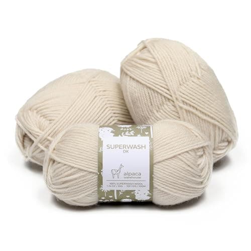 100 Pure Wool Yarn Superwash Set of 3 Skeins 150 Grams DK Weight Sourced Directly from Peru Heavenly Soft and Perfect for Knitting and Crocheting Alabaster White