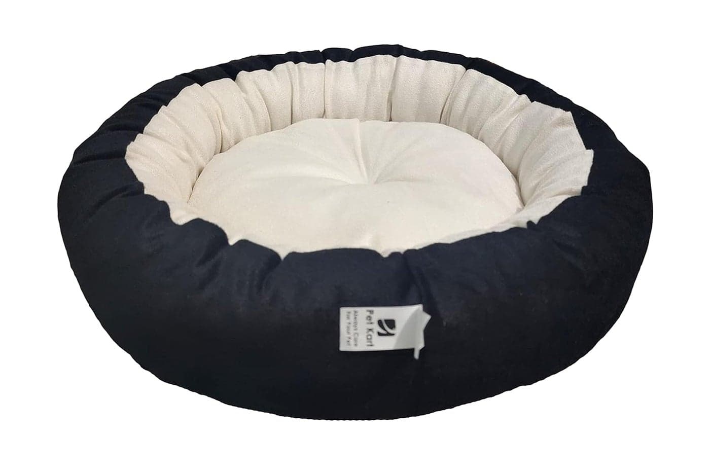 Furry Land Medium Size Dog Bed for Medium Size Dogs, Puppies, Kitten and cat Bed Velvet Fabric Dual Color Black-Cream Anti Skid Bottom Washable Export Quality Pet Bed