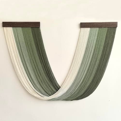 Achart Large Macrame Wall Hanging Dip Dyed Yarn Tapestry Ombre Yarn Gradient Color Macrame Wall Decor Macrame Tapestry Boho Decor for Bedroom Living Room Headboard Above Bed (Green)