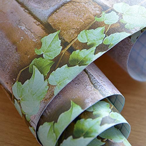 wolpin 3D Bricks and Vine Wallpaper (45 x 500 cm, Vine Brown)