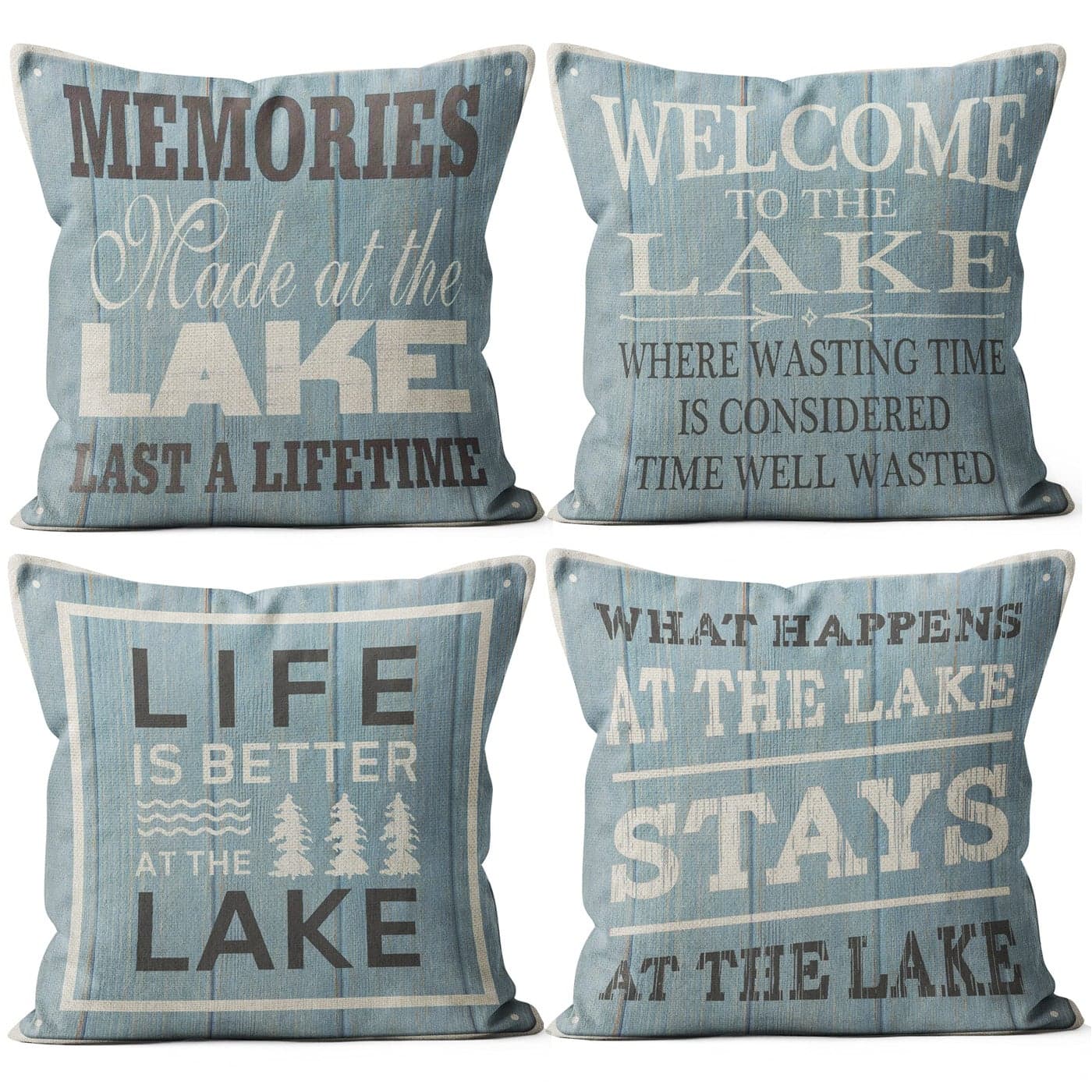 LakeLasting Memories Throw Pillow 18 x 18 Inch Set of 4 House Porch Decor