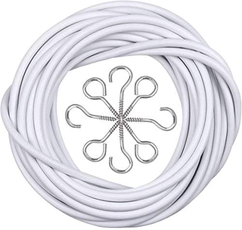 Kissral Curtain Wire and Hooks Set 5M Net Curtain Wire with 10pcs Eye Bolts and 10pcs Screwin Hooks for Net Curtain Rod