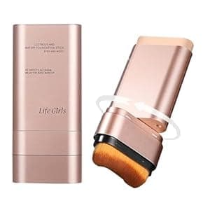 Mrettick 2 In 1 Anti Wrinkle Foundation Stick Flawless Eraser Foundation Hydrating Lightweight Double Head Make Up Stick with Brush Natural