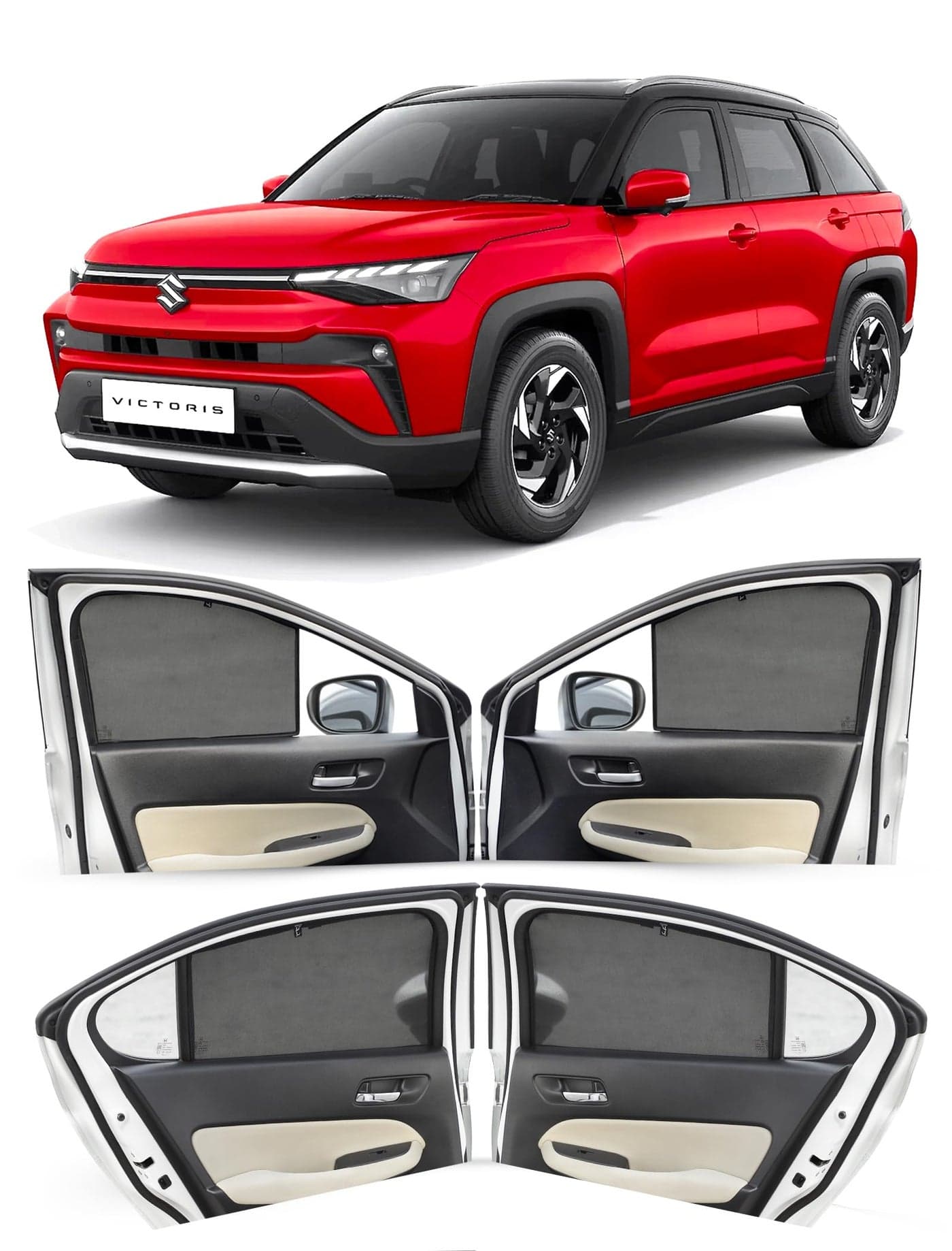 Autofact Car Sunshades for Victoris, UV Protection, Useful Car Accessories, Custom fit Sun Shades for Side Windows, Set of 6