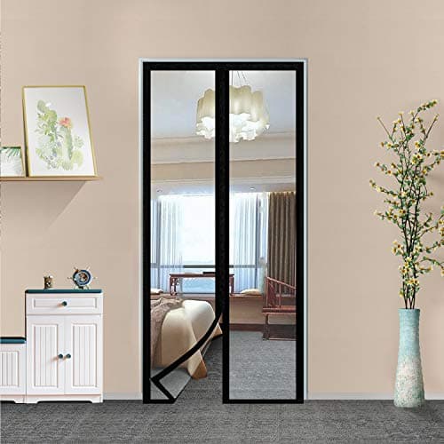 Transparent Insulated Curtain-Magnetic Thermal Cover, Screen Door Self-Closing Privacy Screen Hands Free for Patio, Kitchen, Bedroom, Air Conditioner Room, Fits Up to 36" x 82"